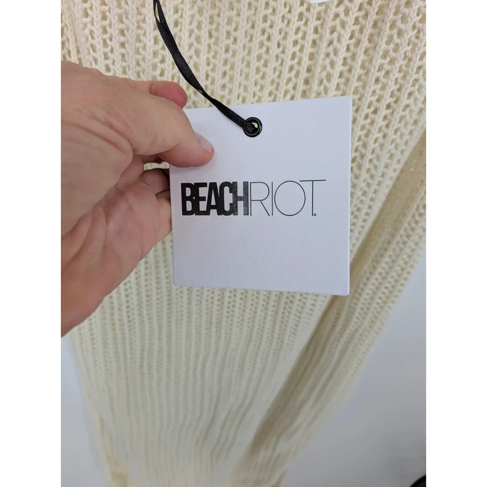 Beach Riot Romee Maxi Dress Womens Medium Cream Halter Neck Open Knit Cotton - Picture 5 of 10